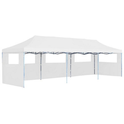 Berkfield Folding Pop-Up Party Tent With 5 Sidewalls 3X9 M White - image 1