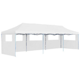 Berkfield Folding Pop-Up Party Tent With 5 Sidewalls 3X9 M White - thumbnail 1