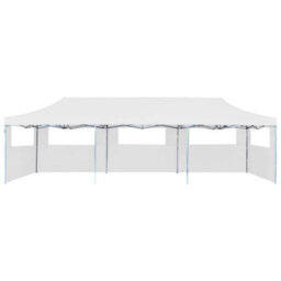 Berkfield Folding Pop-Up Party Tent With 5 Sidewalls 3X9 M White - thumbnail 2