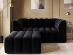 Solace+Co Halle 2 Seater With Footstool Black Velvet - thumbnail 2