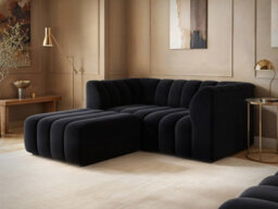 Solace+Co Halle 2 Seater With Footstool Black Velvet