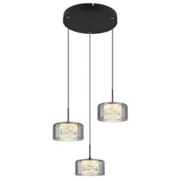 Luminosa Lighting Luminosa Fogsy Cluster Pendant Ceiling Light Matt Black Smoke Glass Shade 3X Led 4000K