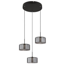 Luminosa Lighting Luminosa Fogsy Cluster Pendant Ceiling Light Matt Black Smoke Glass Shade 3X Led 4000K - thumbnail 2