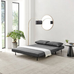 Furniturebox Uk Sofa Bed - 'bobby' Dark Grey Fabric 2 Seat Sofa Unfolds Into Single - Fold Out Guest Bed - thumbnail 3
