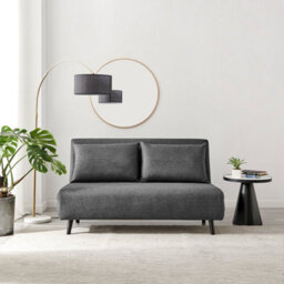 Furniturebox Uk Sofa Bed - 'bobby' Dark Grey Fabric 2 Seat Sofa Unfolds Into Single - Fold Out Guest Bed - thumbnail 2