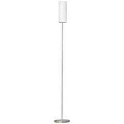 Elegant Satin Nickel Floor Lamp With White Glass Shade - E27 Bulb Compatible - thumbnail 1