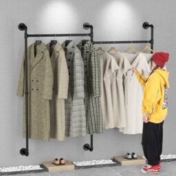 Heavy Duty Industrial Iron Pipe Rack Clothes Rail - thumbnail 6