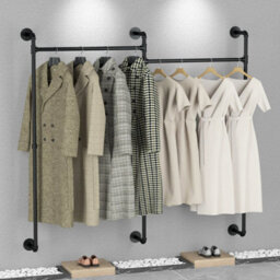 Heavy Duty Industrial Iron Pipe Rack Clothes Rail - thumbnail 3