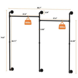 Heavy Duty Industrial Iron Pipe Rack Clothes Rail - thumbnail 2
