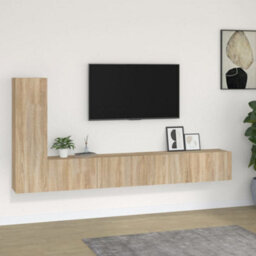 Berkfield 3 Piece Tv Cabinet Set Sonoma Oak Engineered Wood - thumbnail 1