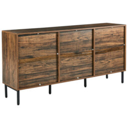 Wyld And Coco Urbanoak 9-Drawer Chest Dark Brown Mdf With Black Iron Hairpin Legs - Wide Modern Rustic Storage - thumbnail 5
