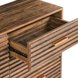 Wyld And Coco Urbanoak 9-Drawer Chest Dark Brown Mdf With Black Iron Hairpin Legs - Wide Modern Rustic Storage - thumbnail 6