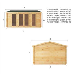 Waltons 5M X 4M 28mm Wooden Log Cabin Home Office Garden Room - thumbnail 8