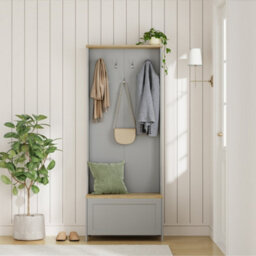 Vonhaus Coat Stand With Shoe Storage, Grey Hallway Unit With 7 Double Hooks & Storage Bench, Hall Tree For Entryway, Ash Hall - thumbnail 7