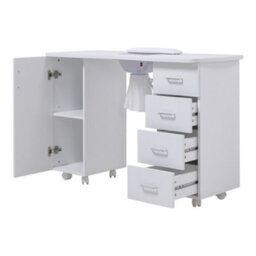 Living And Home White 4 Drawers Nail Desk Manicure Table With Dust Collector And Wrist Cushion, 120Cm W - thumbnail 3