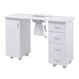 Living And Home White 4 Drawers Nail Desk Manicure Table With Dust Collector And Wrist Cushion, 120Cm W - thumbnail 2