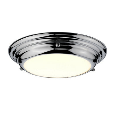 Polished Chrome 1 Bulb Flush Light For Bathrooms And Low Ceilings - 12W Led, Ip54 Rated