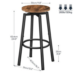 2X Swivel Bar Stools Set Kitchen Breakfast Chair 30X30X63.4Cm - thumbnail 2