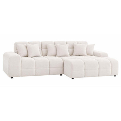 Furnishings For Less UK Jenson Natural Right Hand Facing Plush Velvet Corner Sofa With Chaise - image 1