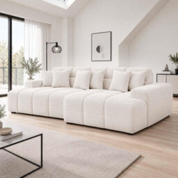Furnishings For Less UK Jenson Natural Right Hand Facing Plush Velvet Corner Sofa With Chaise - thumbnail 3