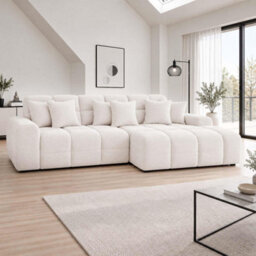 Furnishings For Less UK Jenson Natural Right Hand Facing Plush Velvet Corner Sofa With Chaise - thumbnail 2