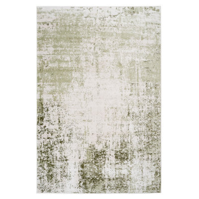 Loomed Sage Green Distressed Abstract Bedroom Living Area Rug 190X280Cm - image 1