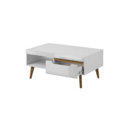 Arte Nordi Coffee Table 107Cm White Gloss, Scandinavian-Inspired Multifunctional Living Room Table With Drawers And Open Shelf - thumbnail 2