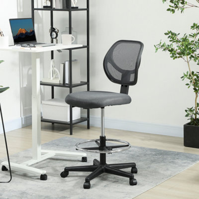 Vinsetto Swivel Mesh Office Chair W/ Adjustable Footrest Ring, Charcoal Grey - image 1