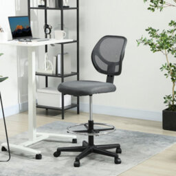 Vinsetto Swivel Mesh Office Chair W/ Adjustable Footrest Ring, Charcoal Grey - thumbnail 1