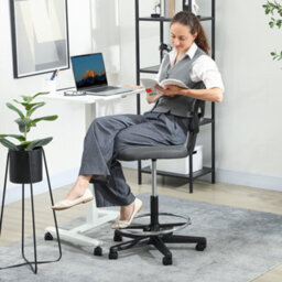 Vinsetto Swivel Mesh Office Chair W/ Adjustable Footrest Ring, Charcoal Grey - thumbnail 9