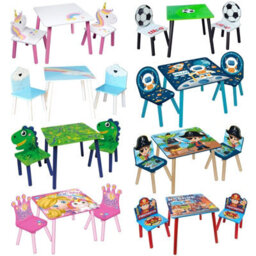 Urbn-Living Urbnliving 53Cm Height Kids Wooden Table & 2 Chairs Princess Themed Toddlers Junior Play Desk Set - thumbnail 2