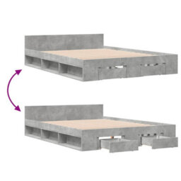Berkfield Bed Frame With Drawers Without Mattress Concrete Grey 120X190 Cm Small Double - thumbnail 7