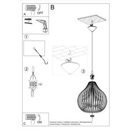 Luminosa Lighting Luminosa Aprilla Wire Frame Pendant Light Natural Wood E27 - thumbnail 5