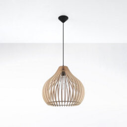Luminosa Lighting Luminosa Aprilla Wire Frame Pendant Light Natural Wood E27
