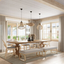 Luminosa Lighting Luminosa Aprilla Wire Frame Pendant Light Natural Wood E27 - thumbnail 7