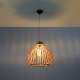 Luminosa Lighting Luminosa Aprilla Wire Frame Pendant Light Natural Wood E27 - thumbnail 2