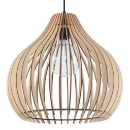 Luminosa Lighting Luminosa Aprilla Wire Frame Pendant Light Natural Wood E27 - thumbnail 3