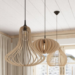 Luminosa Lighting Luminosa Aprilla Wire Frame Pendant Light Natural Wood E27 - thumbnail 8