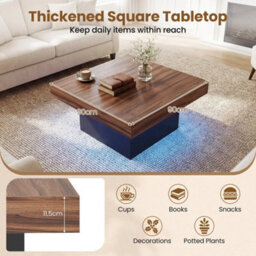 Coffee Table Square Center Table W/ Led Lights - thumbnail 6