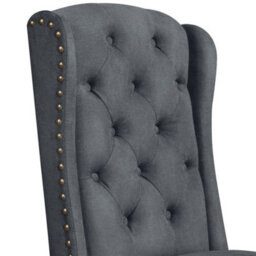 Deep Gray Dining Chairs Set Of 2 Button Tufted Upholstered Dining Chairs With Wing Design - thumbnail 5