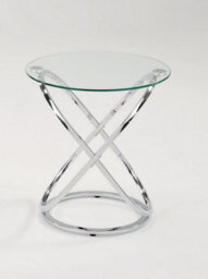 Aspect Furniture Monarch Clear Glass Round Coffee/side End Table With Chrome Base - thumbnail 2
