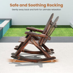Gainoom Outdoor Adirondack Rocking Chair Brown Patio Chair Solid Wood Porch Rocker - thumbnail 3