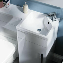 Nes Home White L-Shape Rh Small 900mm Vanity Unit Sink Toilet Bathroom Debra - thumbnail 4