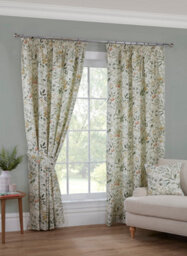 "Sundour Cleo  Ready Made Floral Pencil Pleat Curtains Willow 90X72"""