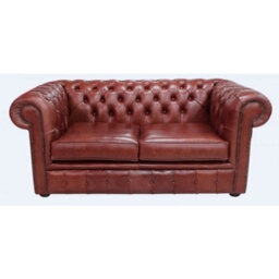 Chesterfield 2 Seater Old English Chestnut Leather Sofa Settee Bespoke In Classic Style - thumbnail 1