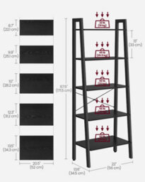 LEDREM Ladder Shelf, 5-Tier Bookshelf, Storage Rack, Bookcase, For Living Room, Kitchen, Bedroom - thumbnail 9