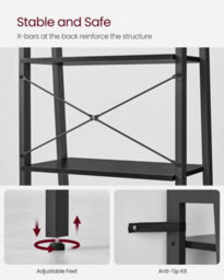 LEDREM Ladder Shelf, 5-Tier Bookshelf, Storage Rack, Bookcase, For Living Room, Kitchen, Bedroom - thumbnail 7