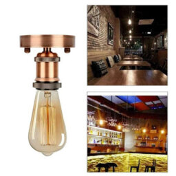 Industrial Semi Flush Light E27 Lamp Holder Retro Single Head Ceiling  Lamp Holder 110-240V - thumbnail 2