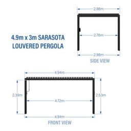 Backyard Discovery Sarasota Louvered Steel Outdoor Patio Pergola With Powerport 4.9M X 3M (16Ft X 10Ft) - thumbnail 3