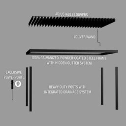 Backyard Discovery Sarasota Louvered Steel Outdoor Patio Pergola With Powerport 4.9M X 3M (16Ft X 10Ft) - thumbnail 9